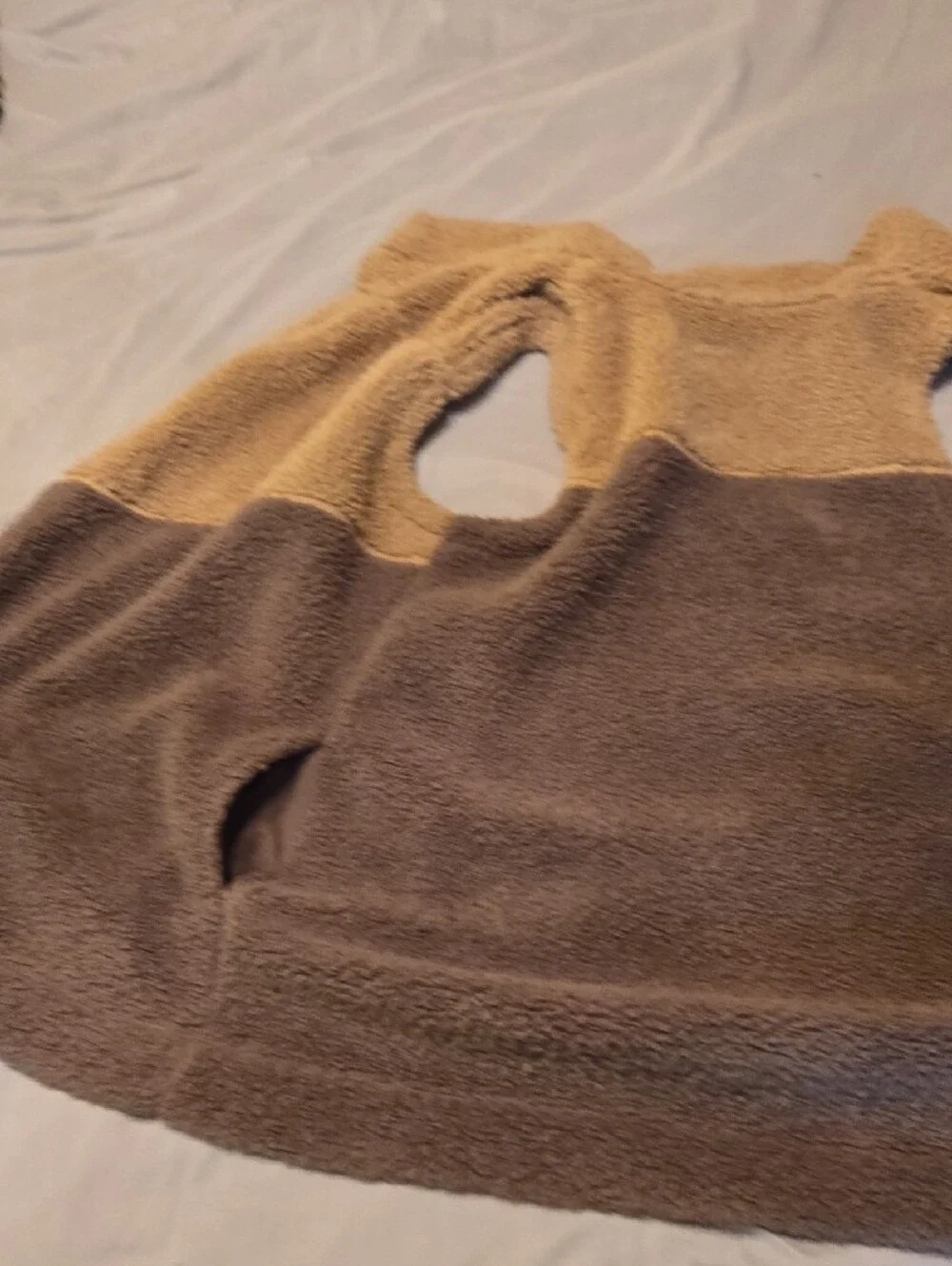 Koolaburra Two-Tone Sherpa Vest in Tan and Brown